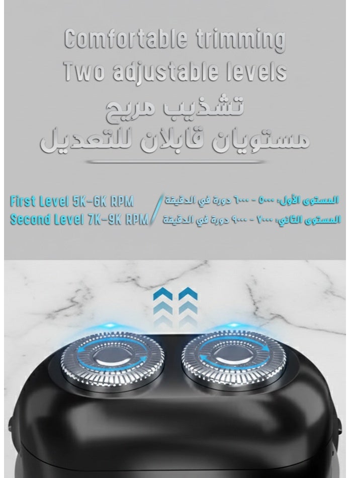 Mini Electric Shaver | Long Battery Shaver with 800mAh Power | Twin Blade Rotary Close Shave Razor for Men | Skin-Friendly Wet & Dry Waterproof USB Type-C Rechargeable Travel Shaver - Image 5